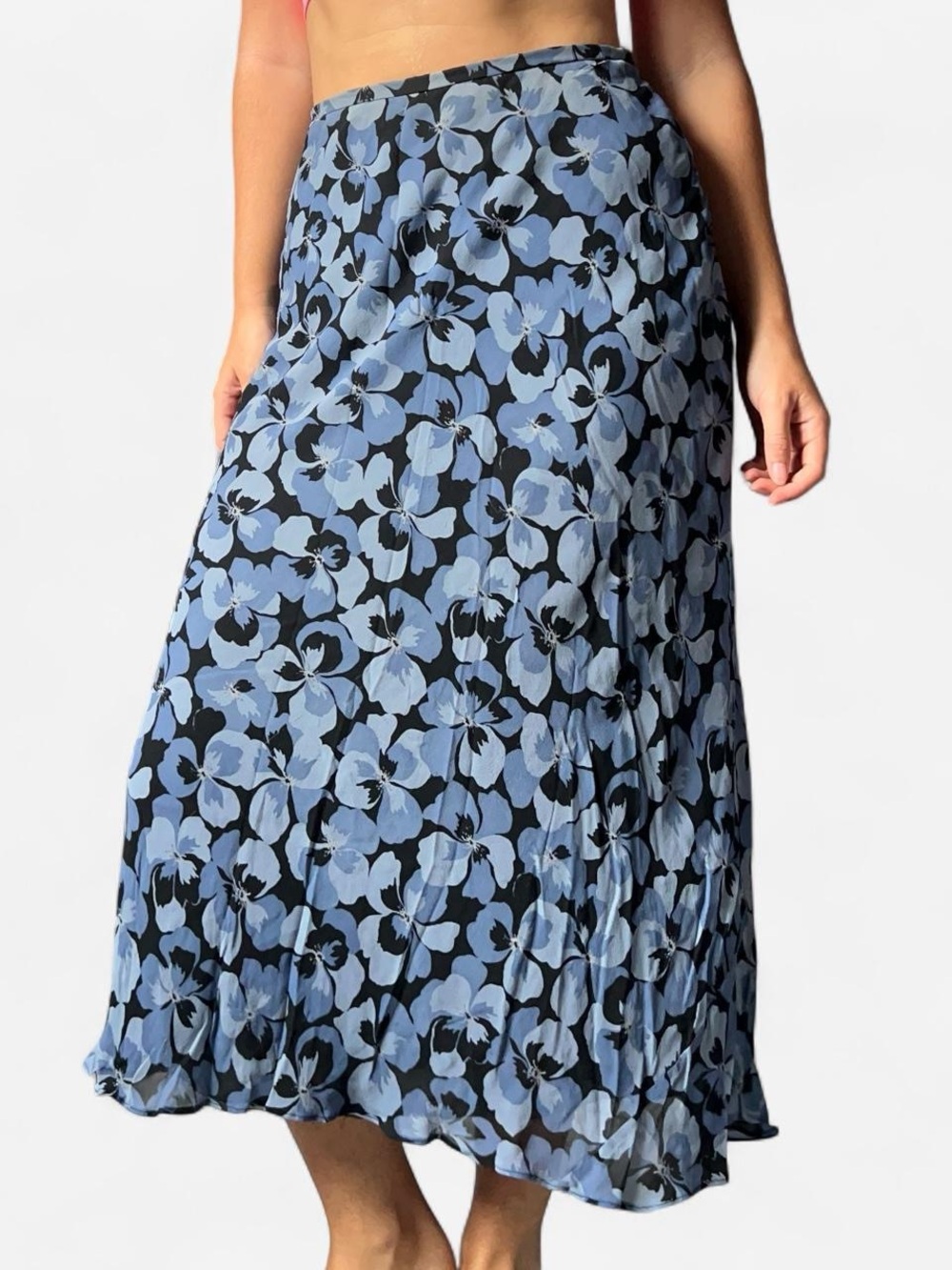 vintage Jones New York 100% silk floral maxi skirt